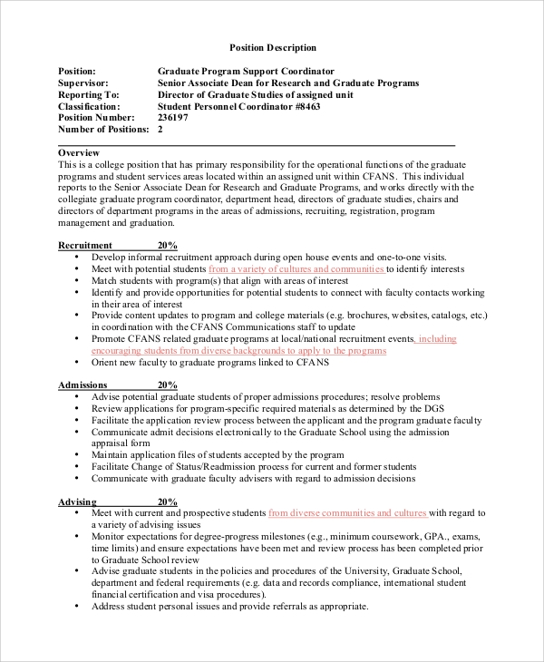 Vanderbilt program coordinator job description job